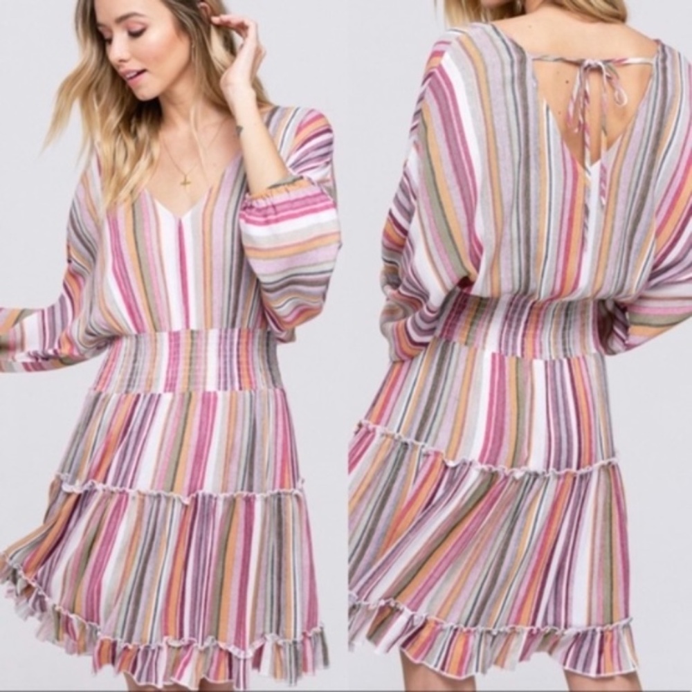 KENDALL Multicolor stripes Tiered Dress - Picture 4 of 5